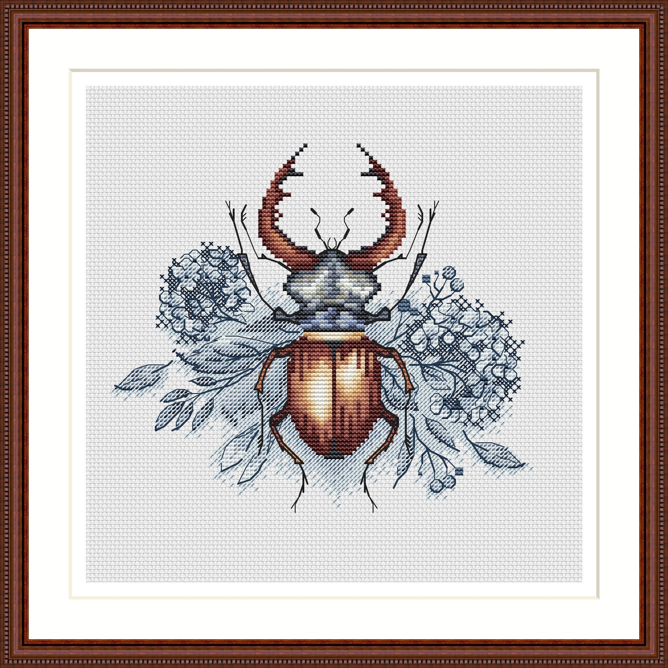 Авторская бесплатная схема. Вышивка крестом жуки. Авторская вышивка.