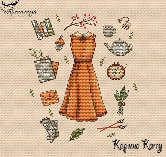 Dress Cross Stitch Pattern PDF Instant Download Sampler Cross Etsy