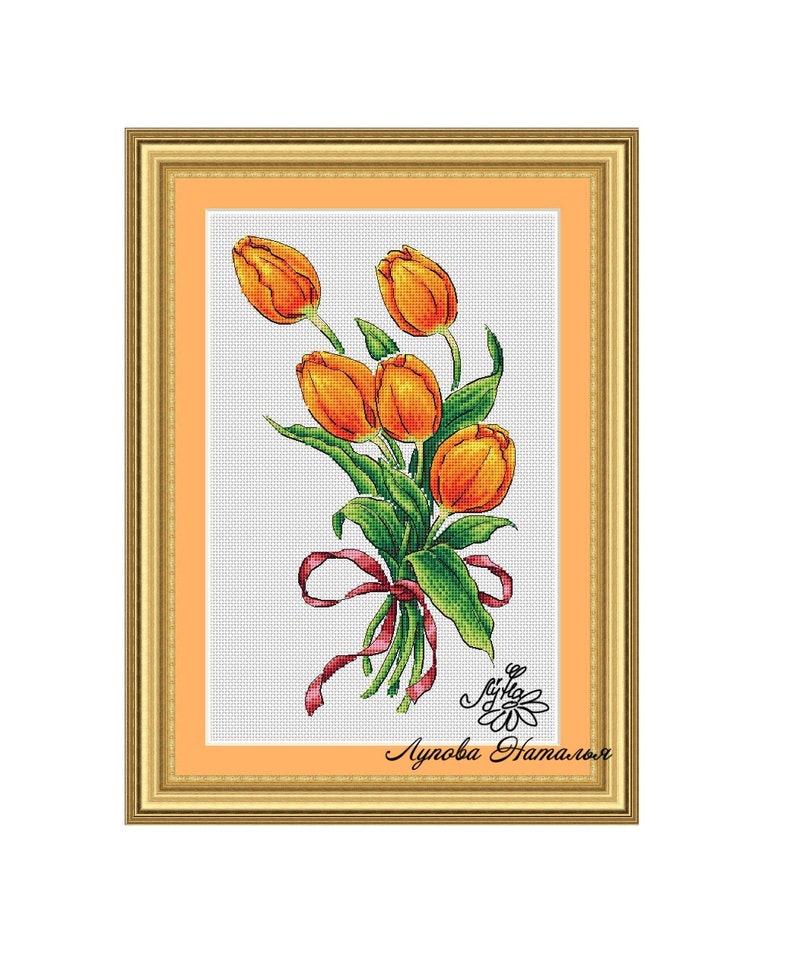 8 Tulip Cross Stitch Pattern PDF Instant Download Spring Cross Etsy