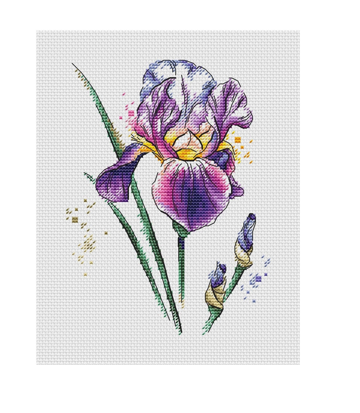Iris Cross Stitch Pattern PDF Instant Download Flower Cross | Etsy