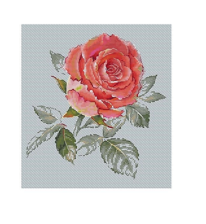 Rose Cross Stitch Pattern PDF Instant Download Art Cross | Etsy