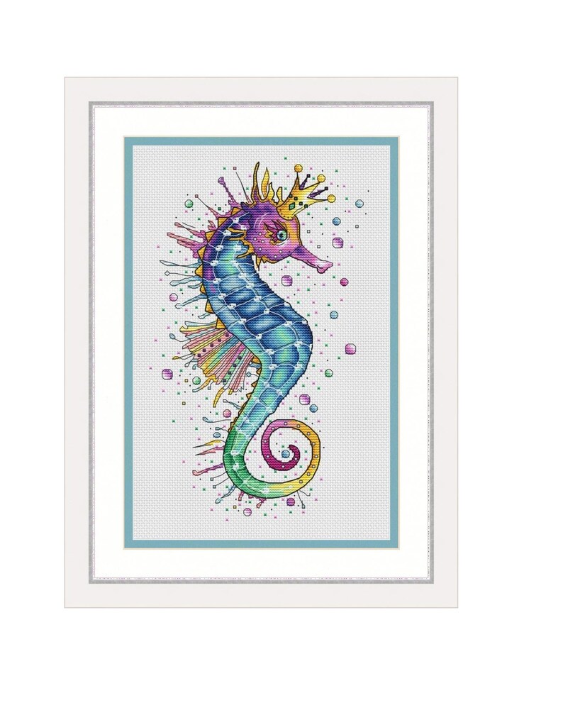 Sea Horse Cross Stitch Pattern PDF Instant Download Bright | Etsy