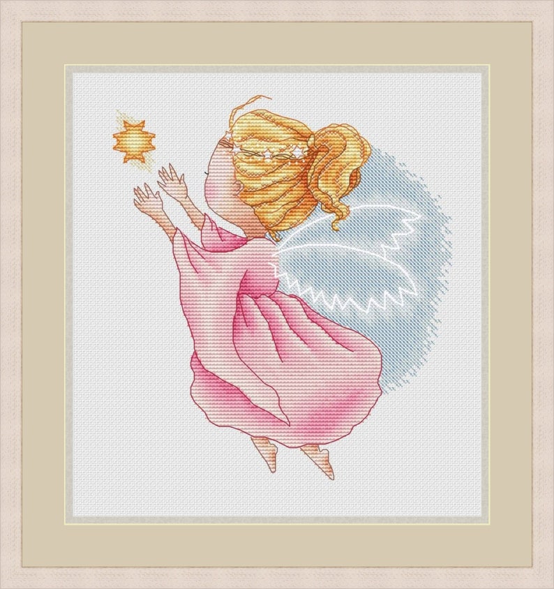 Angel Cross Stitch Pattern Pdf Instant Download Girl Cross Stitch Cute Cross Stitch Pink Cross Stitch Star Cross Stitch Wing Cross Stitch Sewing Fiber Craft Supplies Tools