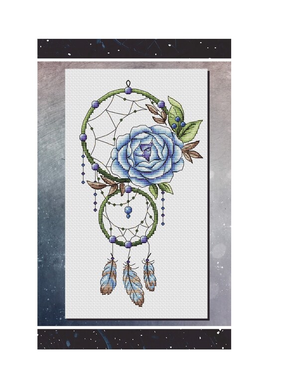 Dream Catcher Cross Stitch Pattern PDF Instant Download Rose | Etsy