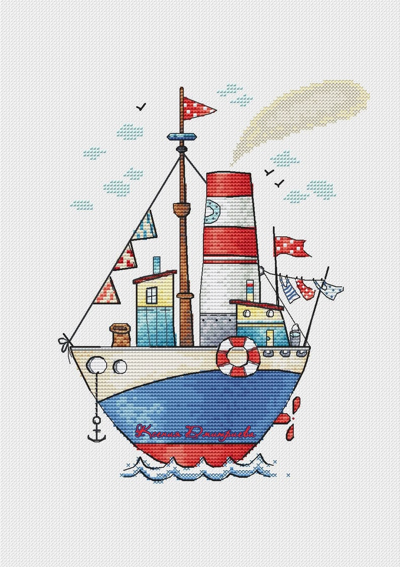 Boat Cross Stitch Pattern PDF Instant Download Sea Cross | Etsy