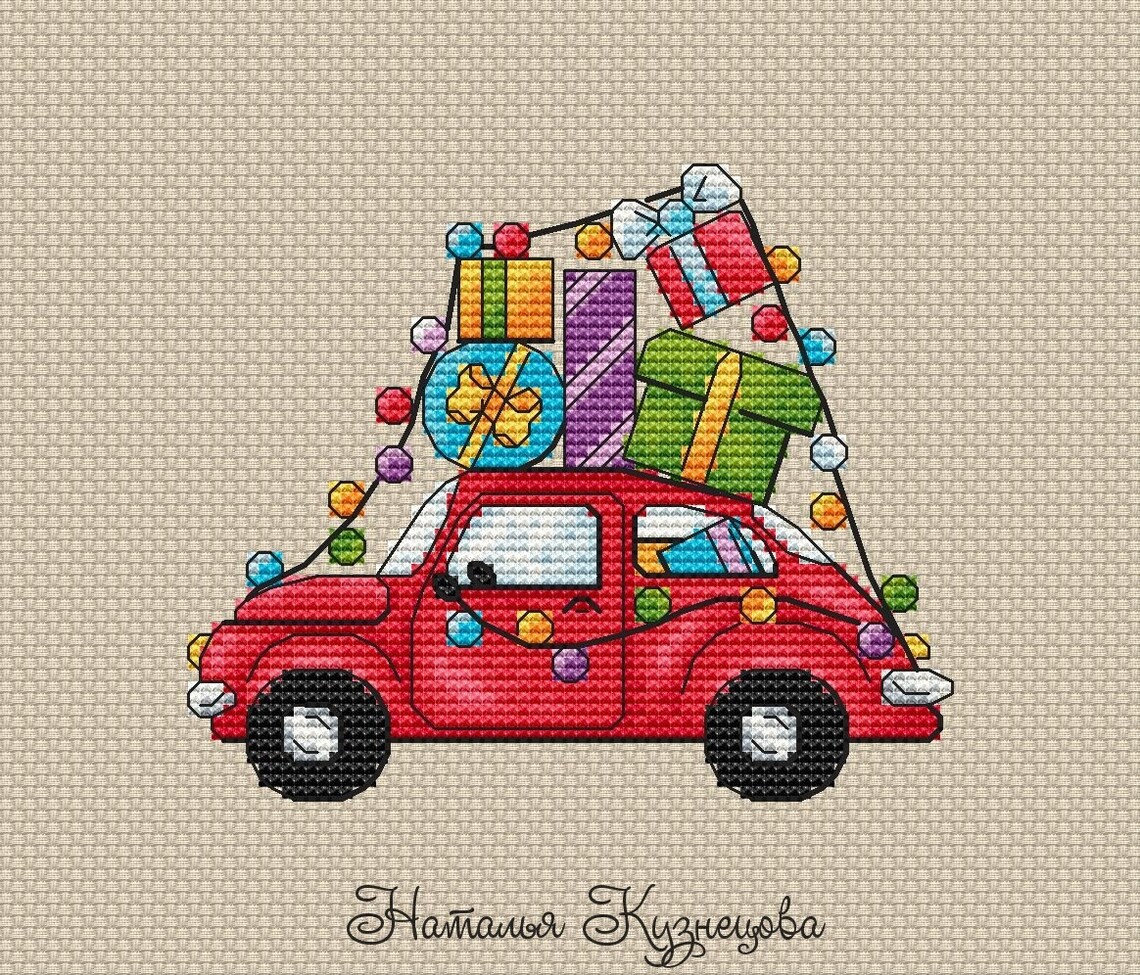 Car Cross Stitch Pattern PDF Instant Download Winter Cross | Etsy