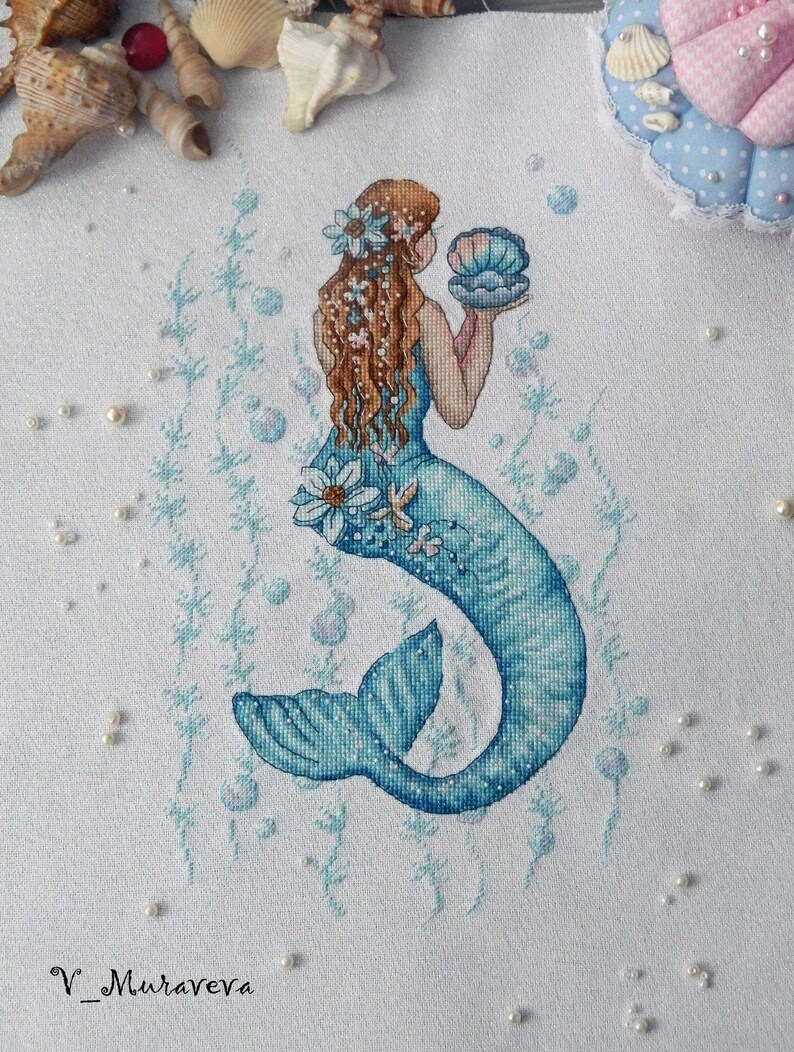 Mermaid Cross Stitch Pattern PDF Instant Download Beautiful | Etsy