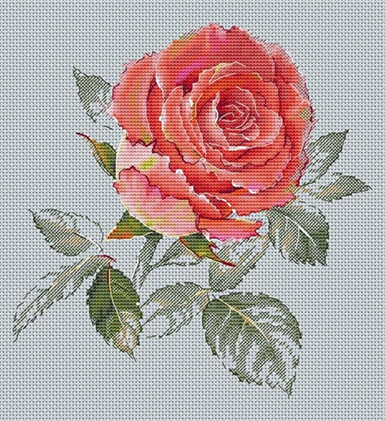 Rose Cross Stitch Pattern PDF Instant Download Art Cross | Etsy