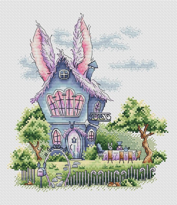 House Cross Stitch Pattern PDF Instant Download Rabbit Cross | Etsy