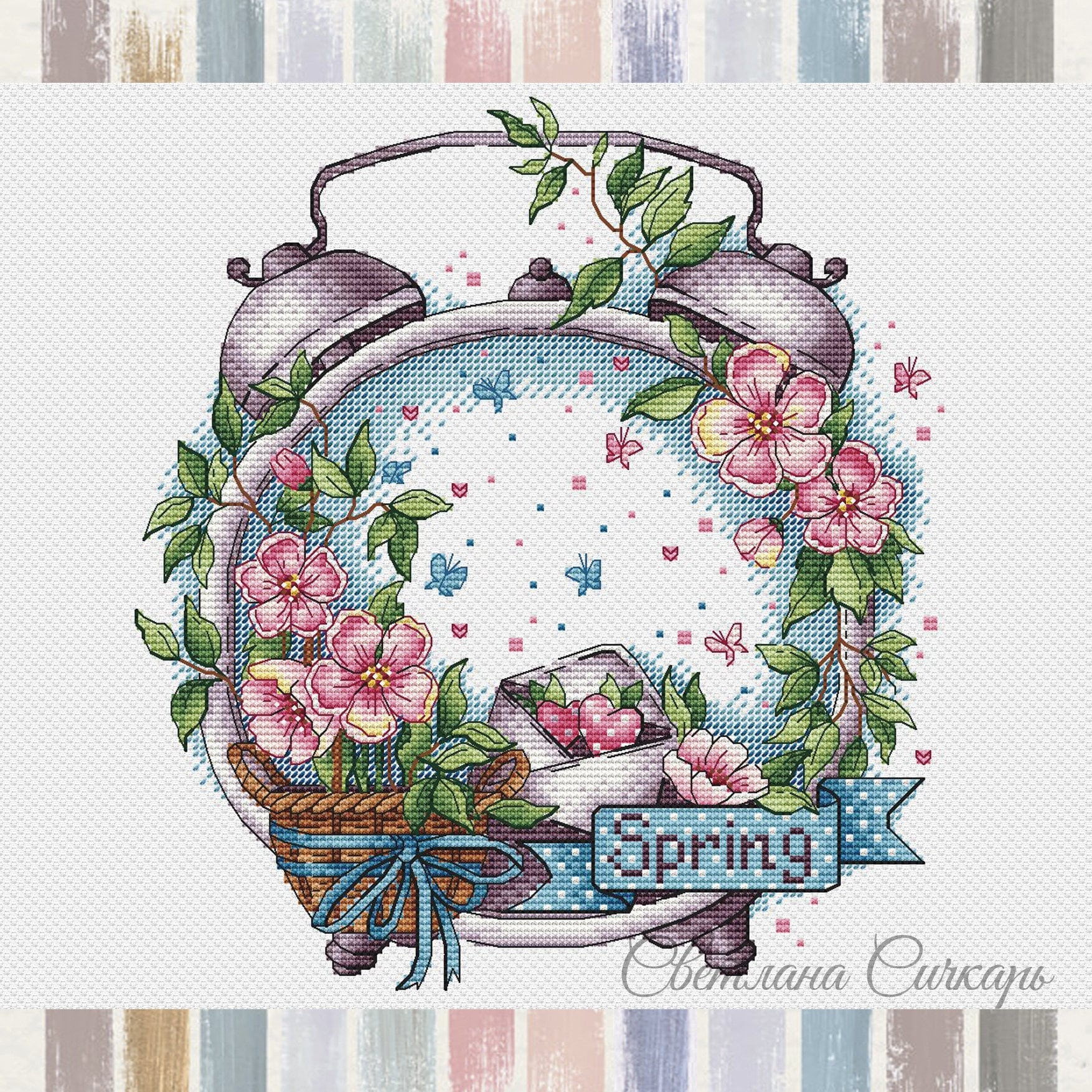 Spring Cross Stitch Pattern PDF Instant Download Flower Cross Etsy