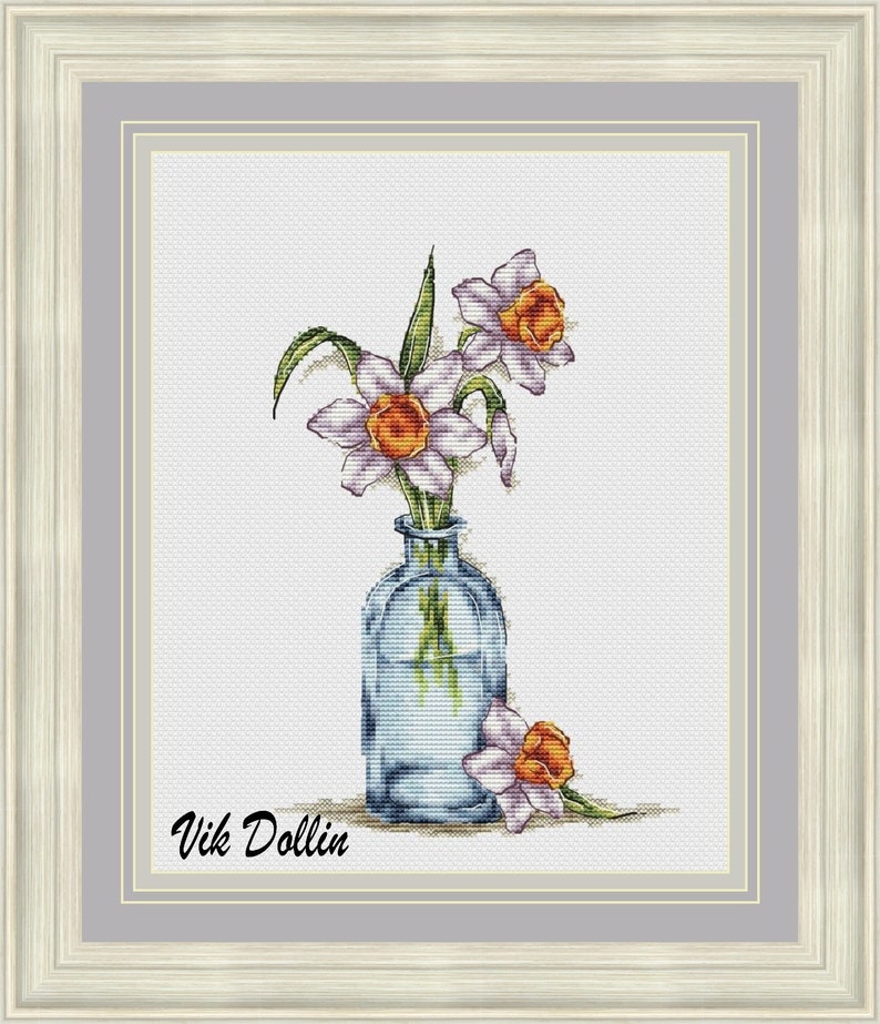 Daffodil Cross Stitch Pattern PDF Instant Download Flower | Etsy