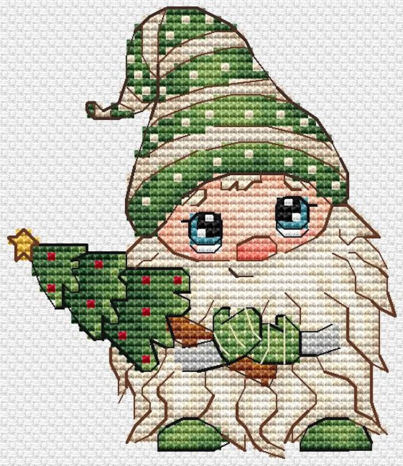 Gnome Cross Stitch Pattern PDF Instant Download Christmas | Etsy