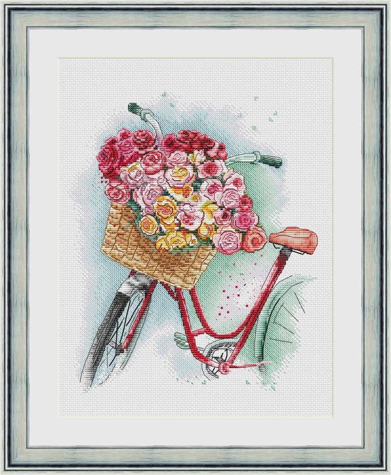 Bicycle Cross Stitch Pattern PDF Instant Download Summer Cross | Etsy