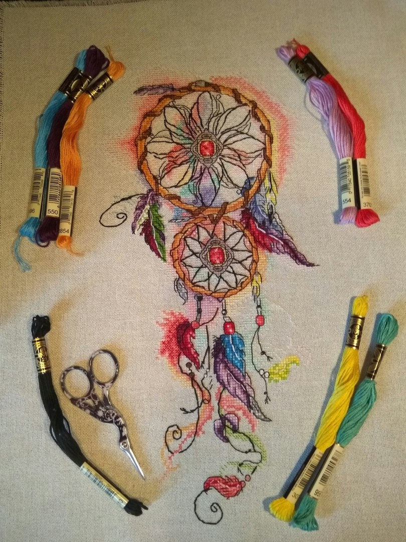 Dream Catcher Cross Stitch Pattern PDF Instant Download Bright Etsy