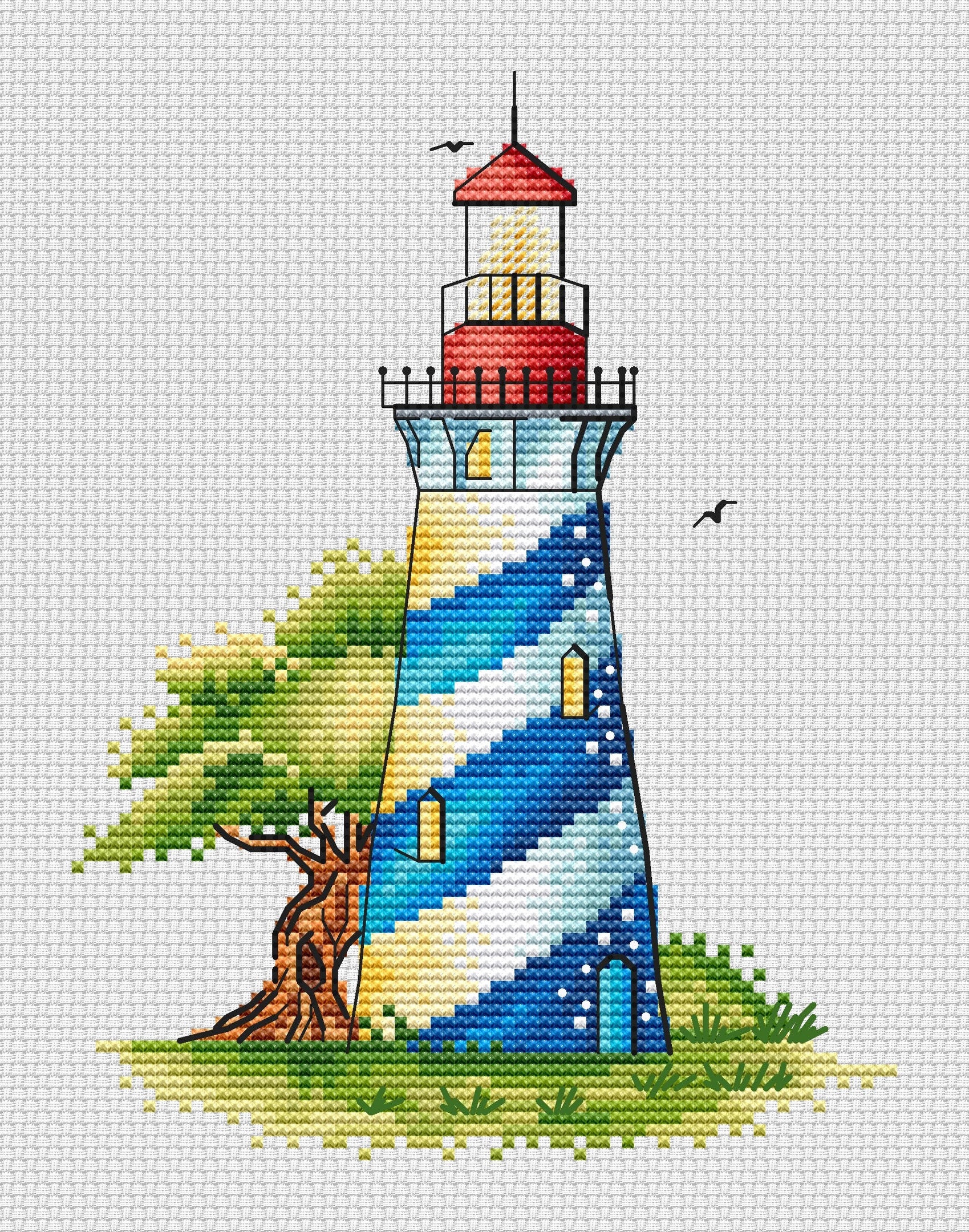 Lighthouse Cross Stitch Pattern PDF Instant Download Summer | Etsy