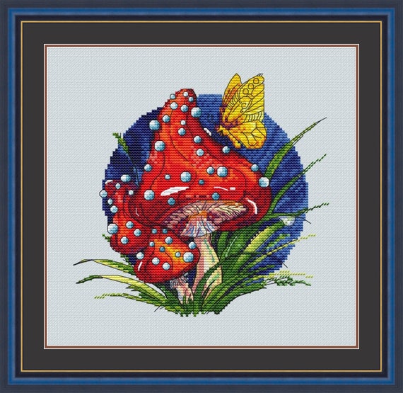 Mushroom Cross Stitch Pattern PDF Instant Download Bright | Etsy