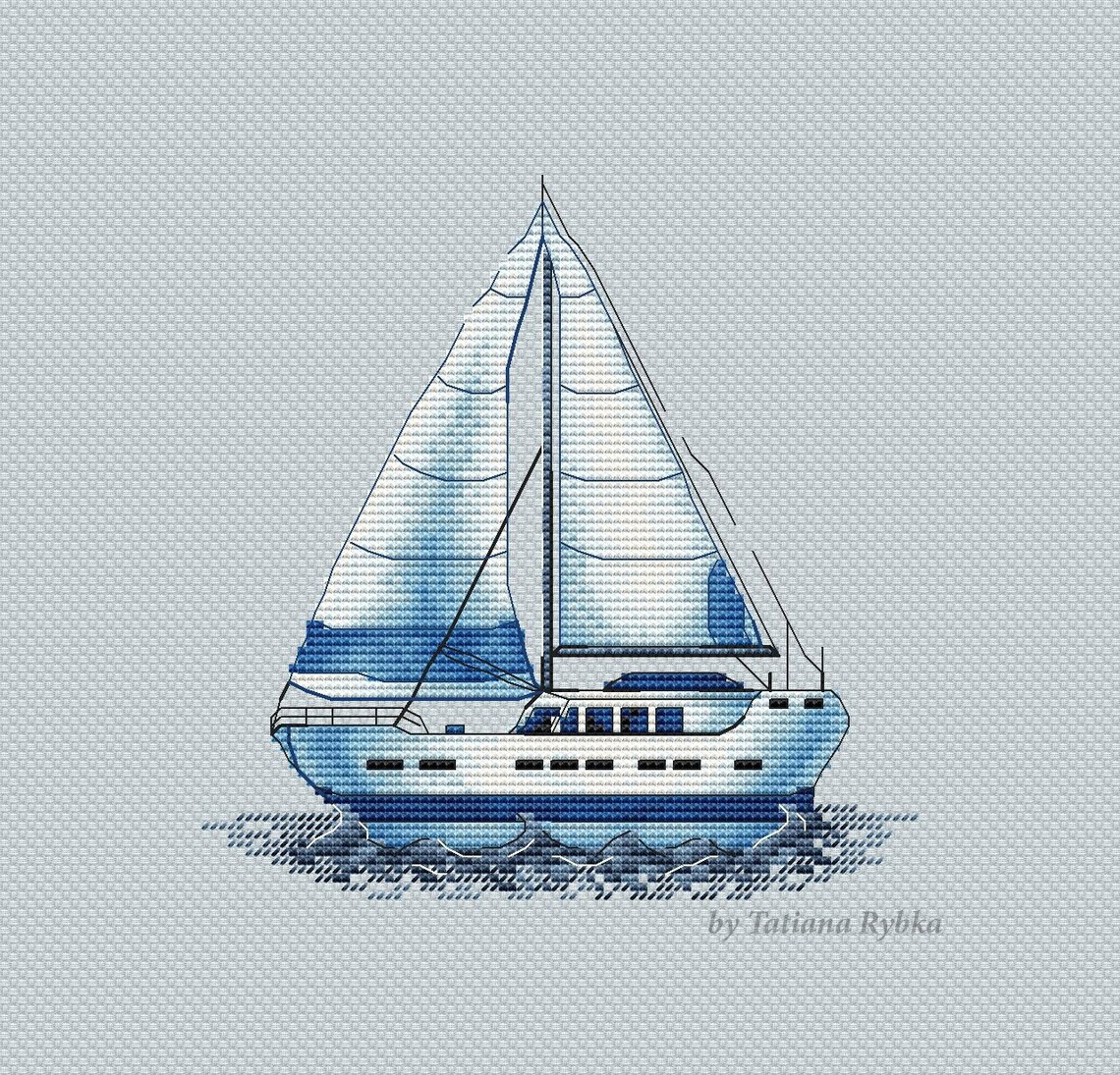 Yacht Cross Stitch Pattern PDF Instant Download Easy Cross Etsy