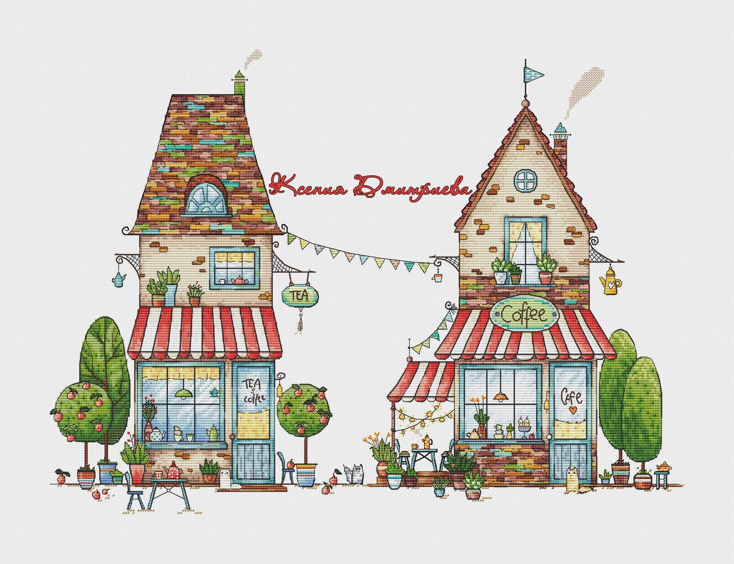 House Cross Stitch Pattern PDF Instant Download Tea Cross | Etsy