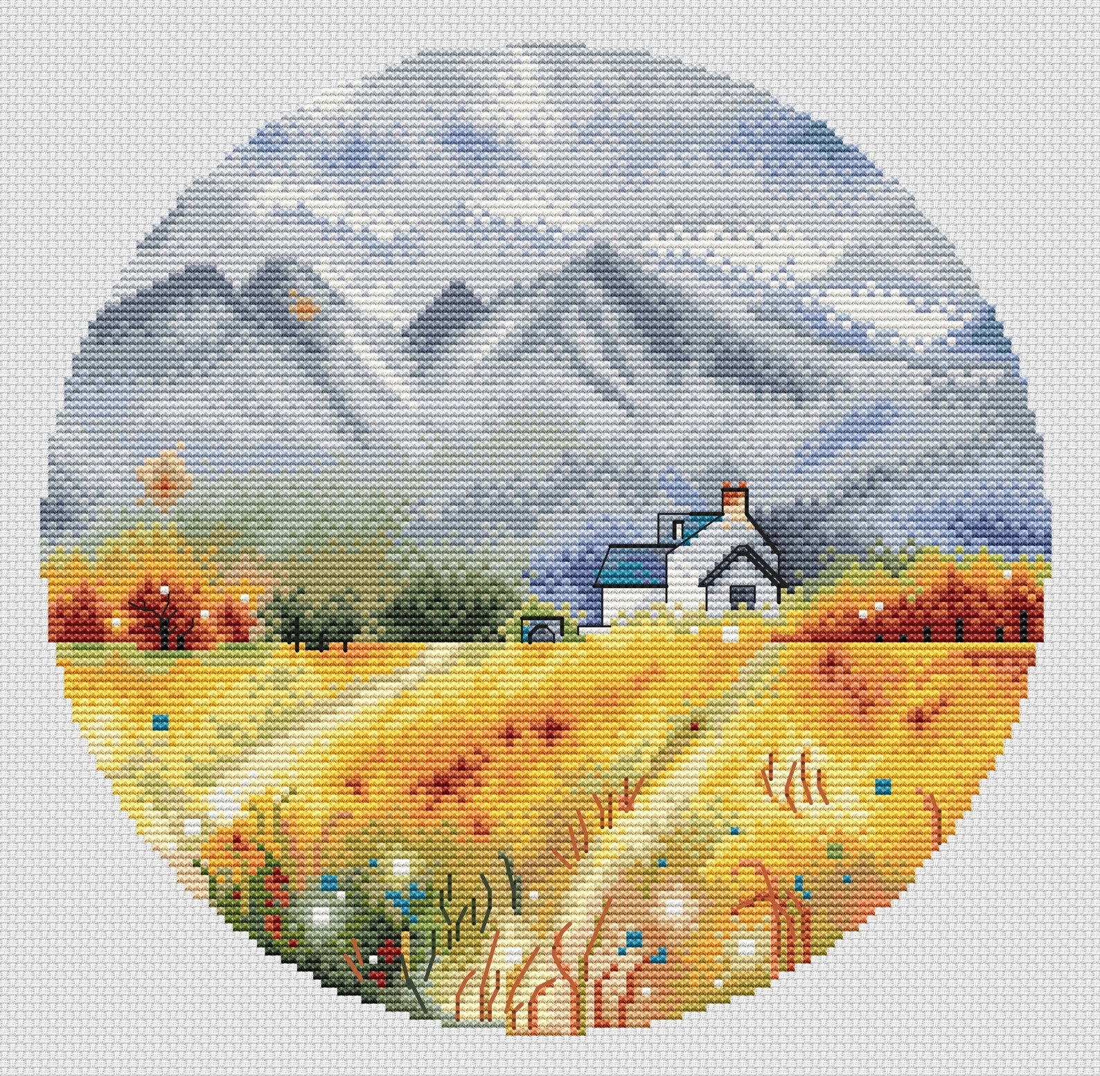 Cross Stitch Pattern PDF Instant Download Landscape Cross | Etsy