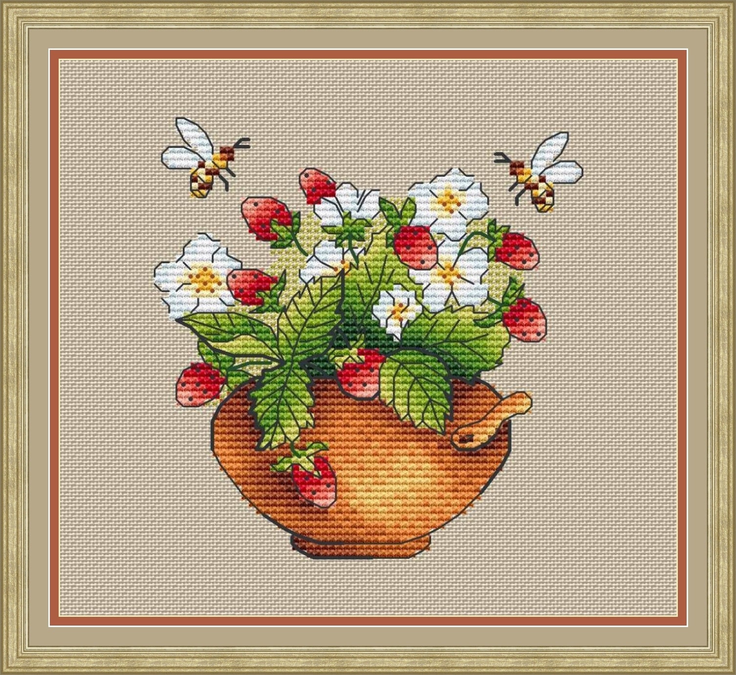 Strawberry Cross Stitch Pattern PDF Instant Download Flower | Etsy