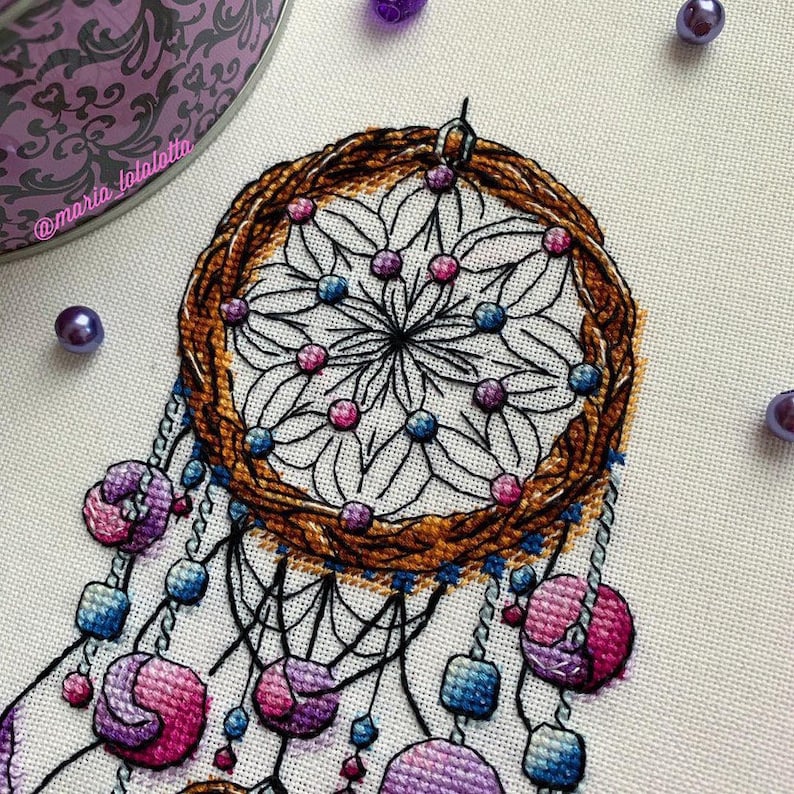 dream-catcher-cross-stitch-pattern-pdf-instant-download-lilac-etsy