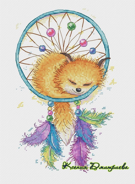 Dream Catcher Cross Stitch Pattern PDF Instant Download Fox | Etsy