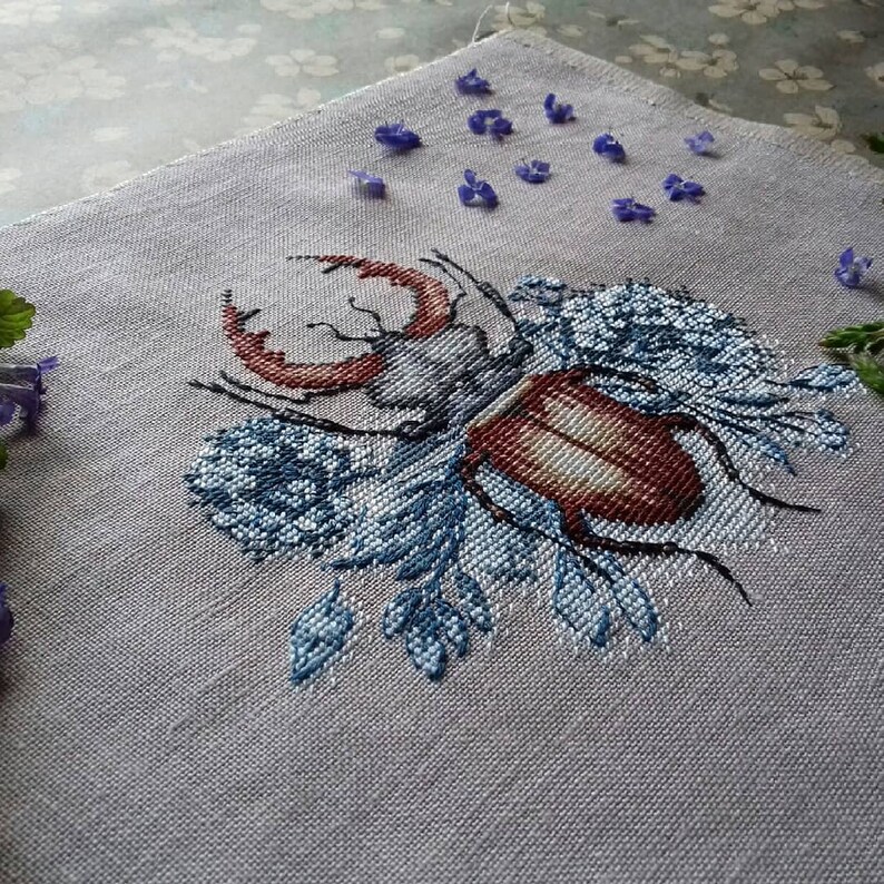 Beetle Cross Stitch Pattern PDF Instant Download Insect Cross Etsy