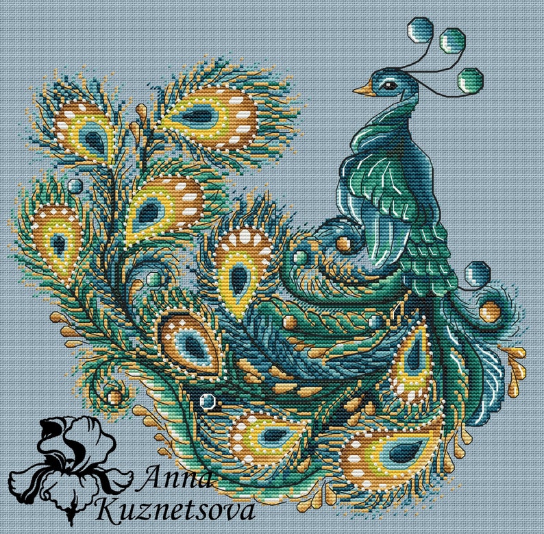 Peacock Cross Stitch Pattern Pdf Instant Download Embroidery Etsy