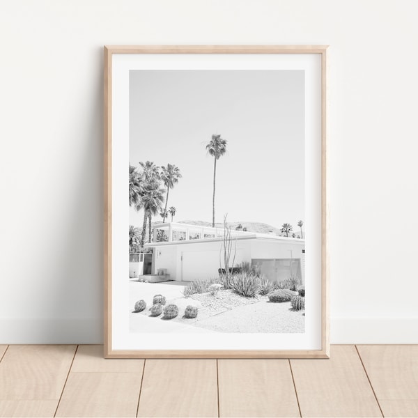 Black and white Palm Spring Art Print, Palm Spring Photography , Boho Wall Art, Desert Home Poster, Digital download