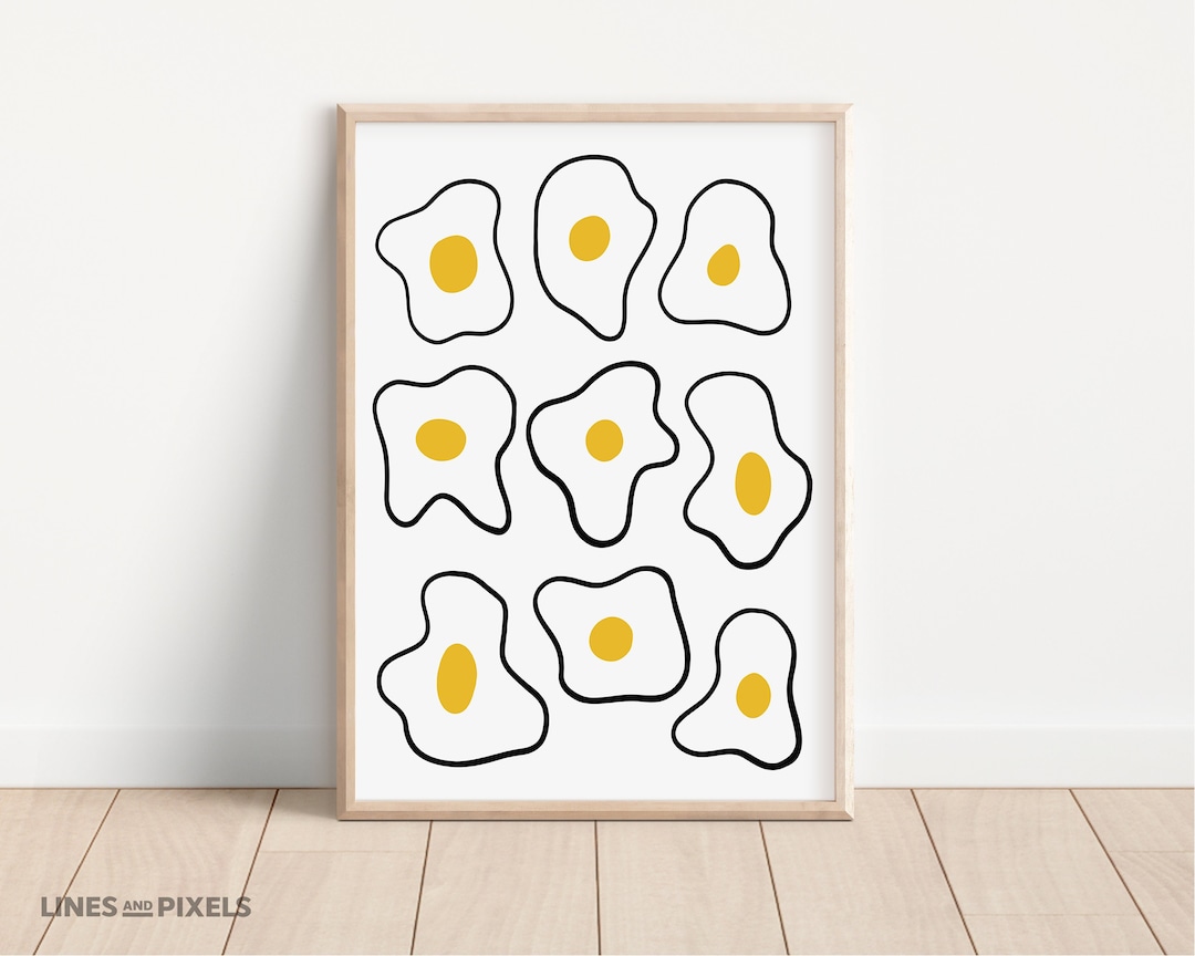Sunny Side up Egg Art Print, Kitchen Decor, Funky Decor, Digital ...