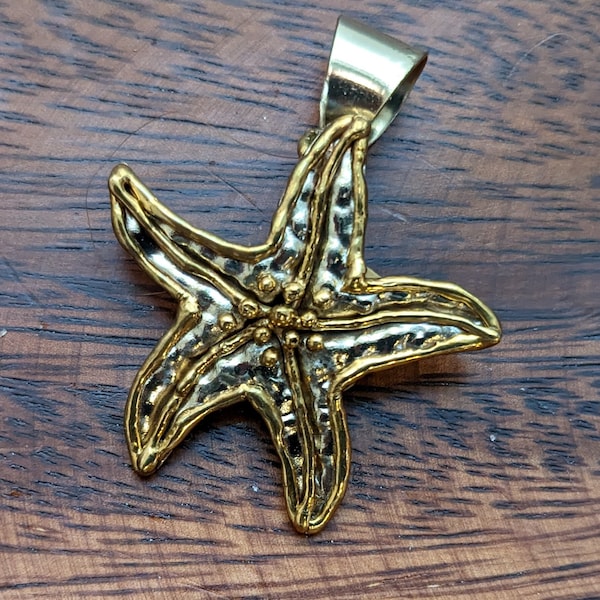 Vintage Mixed Metal Starfish Pendant Handmade in Mexico 80s-90s