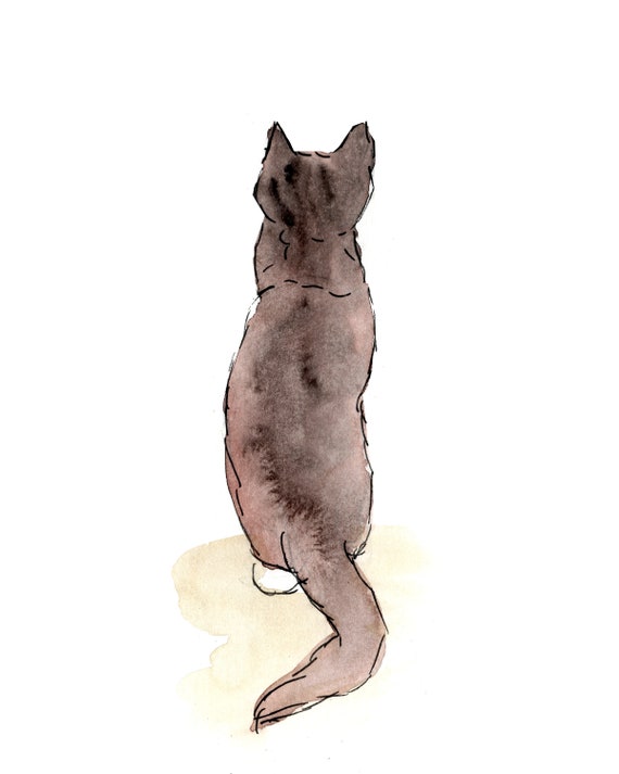 Brown Cat Fluffy Cats Neutral Wall Decor Pet Illustration Bedroom Wall Art Kitchen Prints Cat Paintings Watercolour Art Sketches