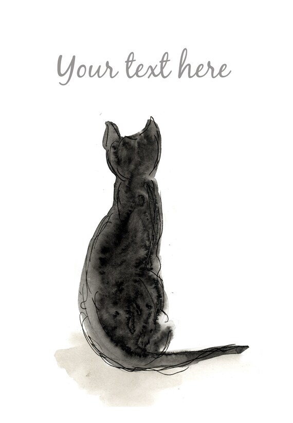 Minimalist Art Watercolour Paintings Cat Sketch Black Cat Poster Witchy Decor French Country Bedroom Wall Art Cat Lady Cat Lovers