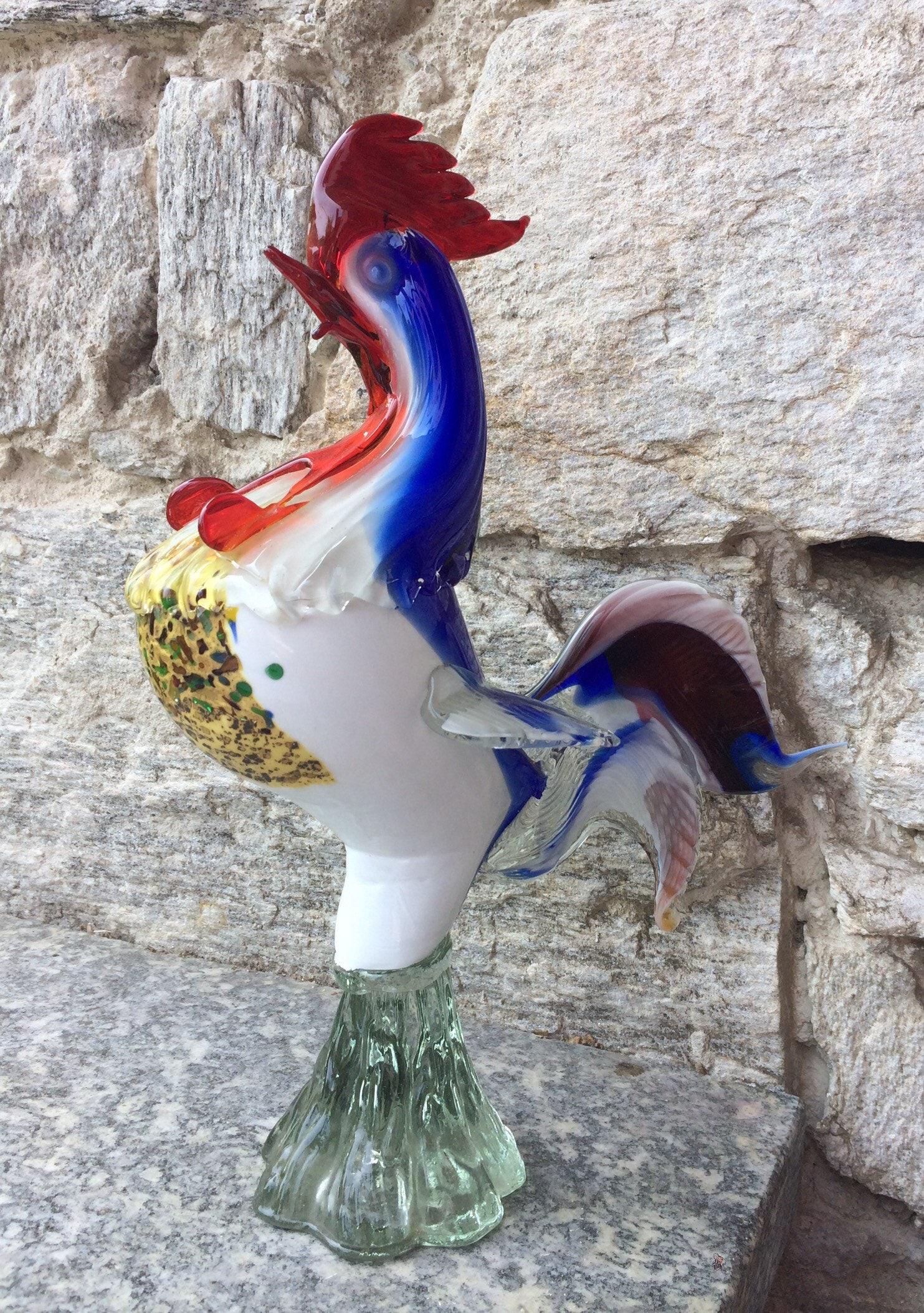 Large Italian Murano Glass Rooster Damaged | Etsy