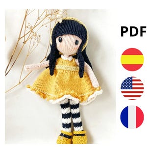 TUTORIAL MUÑECA PUNTO. Patrón en español, inglés y francés. Muñeca tejida a dos agujas. Tutorial muñeca tejida.