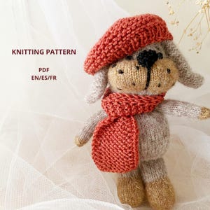 PATRÓN PDF, perro a dos agujas. Perrito de punto. Tutorial paso a paso / Spanish and english. dog knitting pattern.