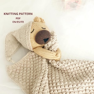 Digital Knitting Pattern PDF – Baby Lovey Lovey Blanket – Tutorial Español/English/ French Two‑Needles Security Blanket Pattern