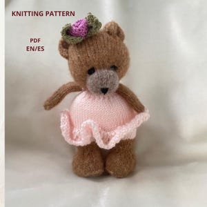 Patrón PDF Osito a Dos Agujas – Osita Bailarina – Tutorial Paso a Paso // Spanish & English – Teddy Bear Knitting Pattern