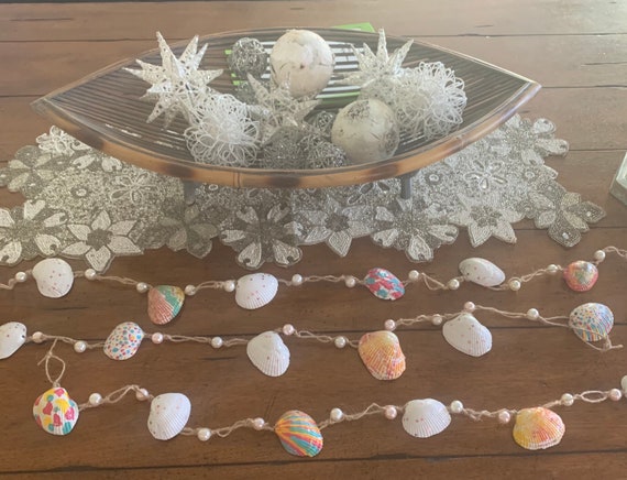 Seashell Garland/set of 3/twine Rope/beach House Decor/wedding Decor/beach  Wedding/centerpiece/table Decor/hanging Garland/birthday Garland 