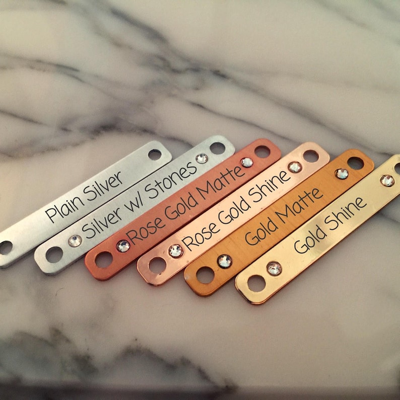 Hand Stamped Bling Bracelet or Necklace in Silver Gold Name Special Date or Rose Gold Plated Coordinates and more! Monogram ID