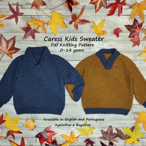 Caress Kids Sweater Knitting Pattern | Top Down Sweater | Kids Jumper Pattern | PDF Knitting Pattern | 0-14 Years