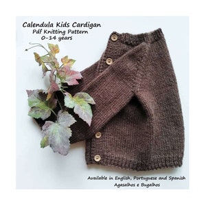 Calendula Kids Cardigan Knitting Pattern | Top Down Cardigan | Kids Jacket Pattern | PDF Knitting Pattern | 0-14 years