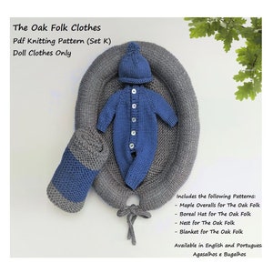 PDF Knitting Pattern | Clothes for The Oak Folk Doll Set K | Doll Clothes Pattern