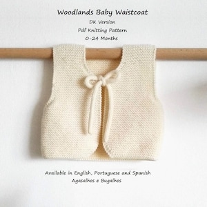 Woodlands Baby Waistcoat Knitting Pattern | Baby Waistcoat | PDF Knitting Pattern | Garter Stitch Vest | 0-24 Months