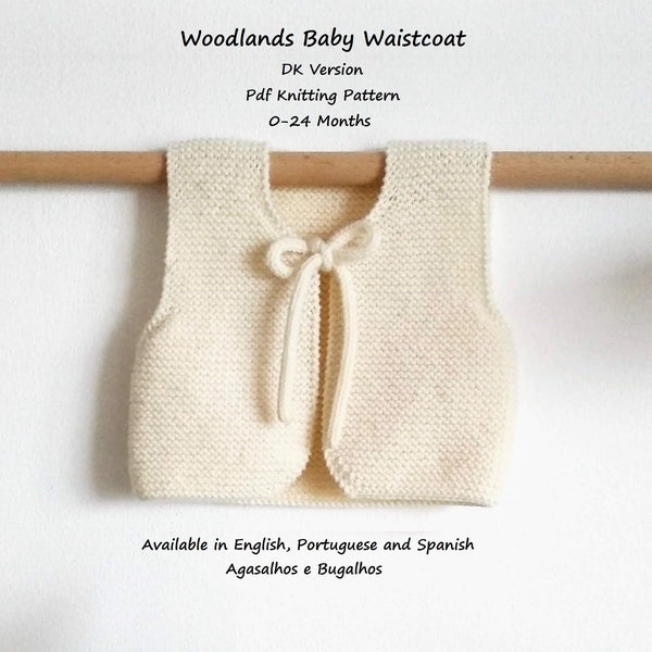 Woodlands Baby Waistcoat Knitting Pattern | Baby Waistcoat | PDF Knitting Pattern | Garter Stitch Vest | 0-24 Months