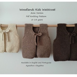 Woodlands Kids Waistcoat Knitting Pattern | Kids Waistcoat Pattern | Garter Stitch Vest | PDF Knitting Pattern | 0-14 years