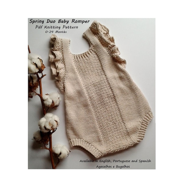 Spring Duo Baby Romper Knitting Pattern | Baby Romper | PDF Knitting Pattern |  0-24 months