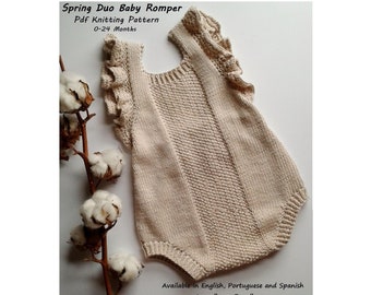 Spring Duo Baby Romper Knitting Pattern | Baby Romper | PDF Knitting Pattern |  0-24 months