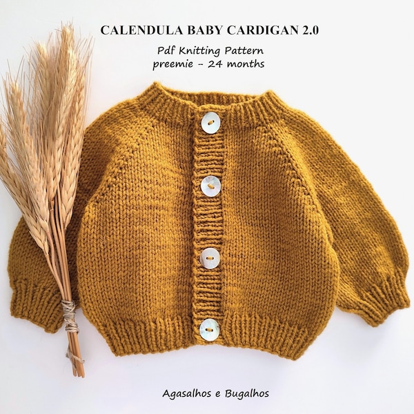 Calendula Baby Cardigan Knitting Pattern | Baby Coat Pattern | PDF Knitting Pattern | Preemie-24 Months