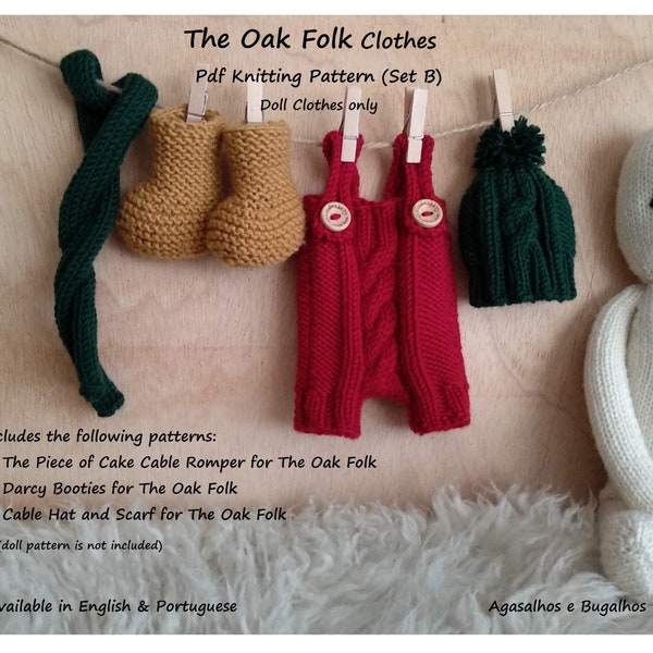 PDF Knitting Pattern | Clothes for The Oak Folk Doll Set B | Doll Clothes Pattern